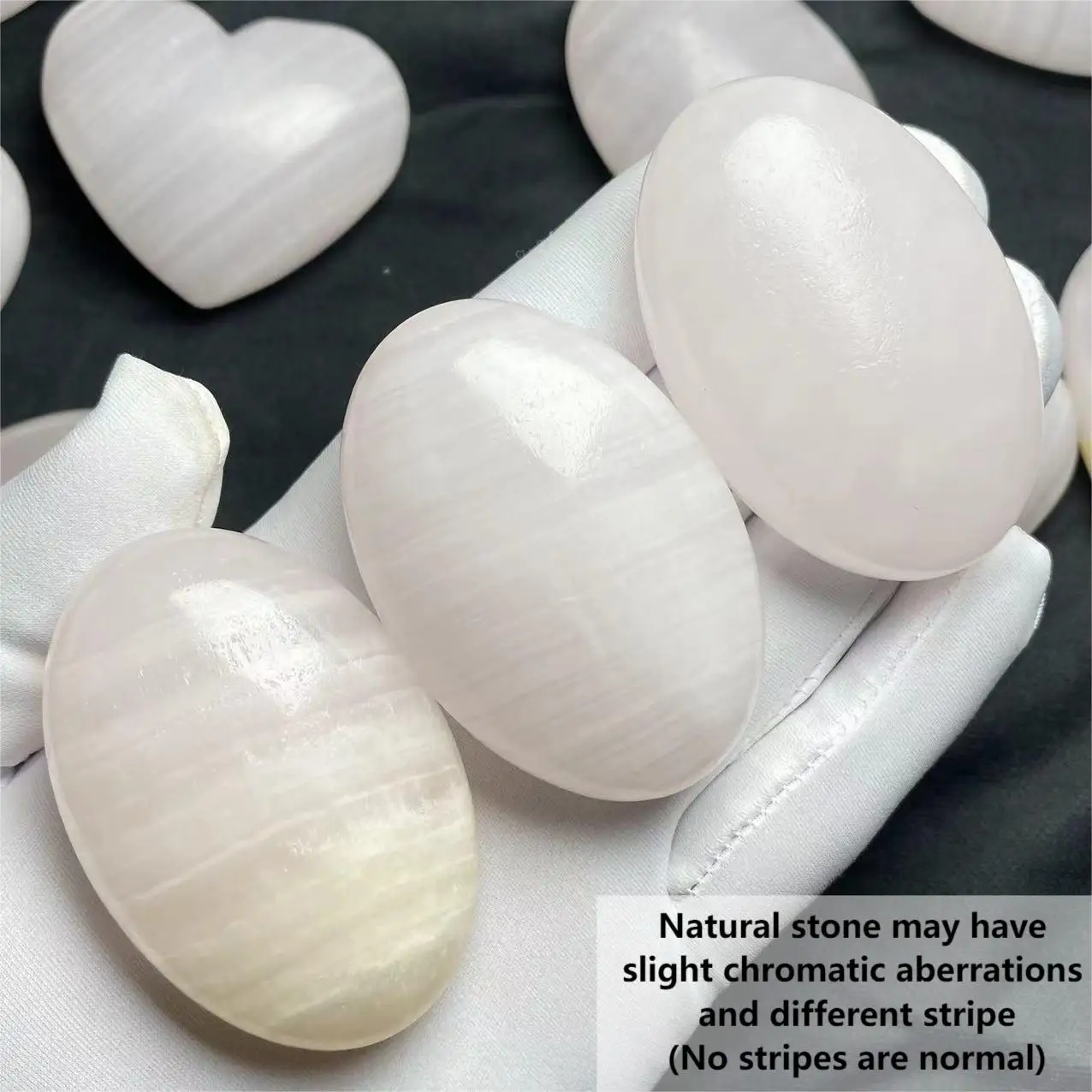 High Quality Standard UV Fluorescence Natural Pink Calcite Polished Crystal Heart Palm Stone Home Decor Gift