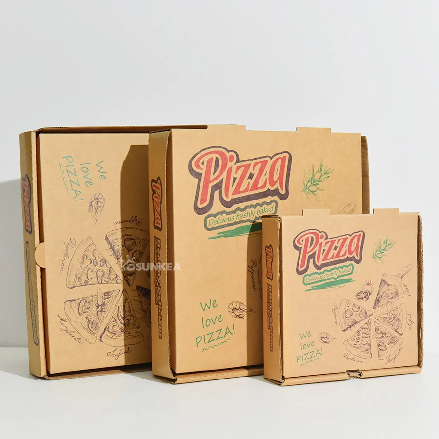 6/7/8/9/10/11/12/13 inch Flute Corrugated Custom Printed Food Packaging italian Pizza Box