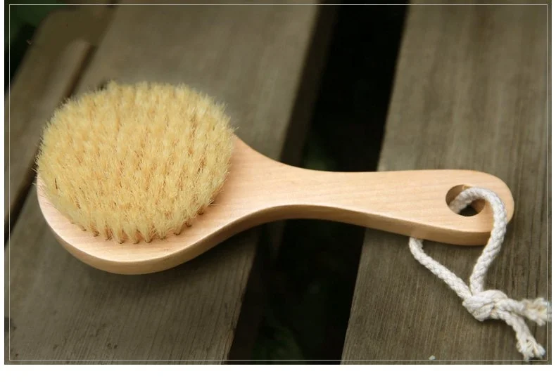 bath round short handle cleaning brush  	 wood handle bath brush wooden shower body bath brush