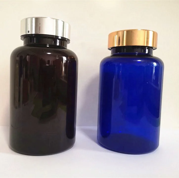 Pharmaceutical PET Plastic Capsule Tablet pill Bottle silver metal uv lids