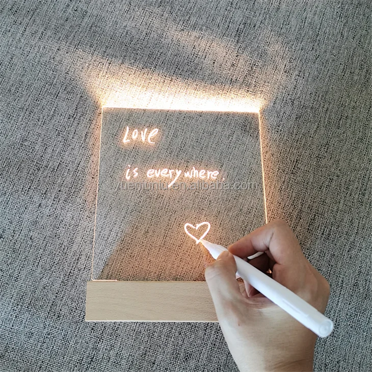 Luminous USB LED Light Holder Desktop Display Base DIY Acrylic Sheet Decoration Customized Christmas Wood Modern Night Light