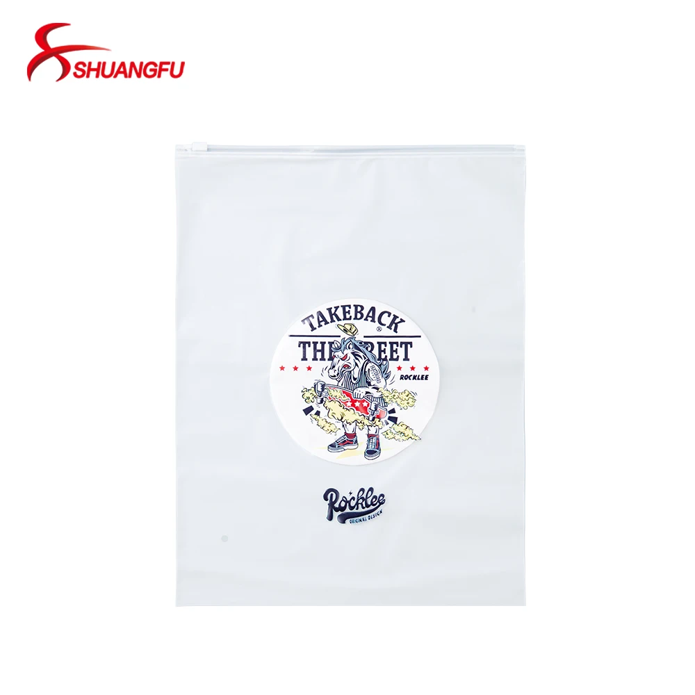 Wholesale Custom Packaging Printed Logo Self Sealing Shirt Clothes Zip Lock Clear Ziplock Plastic Zipper Frosted Clothing Bags