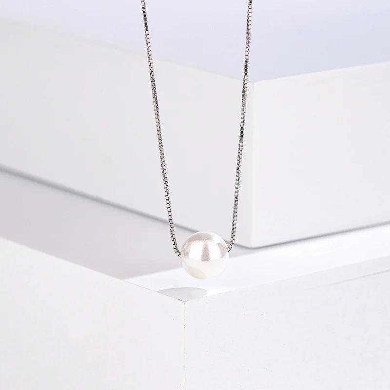 925 Sterling Silver 6mm 8mm 10mm Single Shell Pearl Necklace for Women