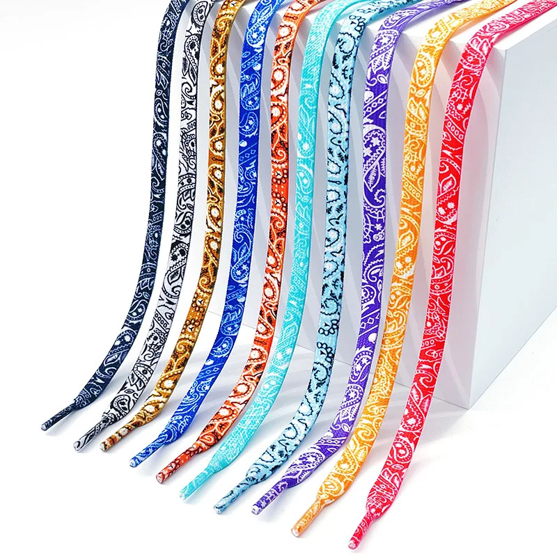 Polyester single layer flat colored shoelaces various sports leisure Customized printing shoelaces
