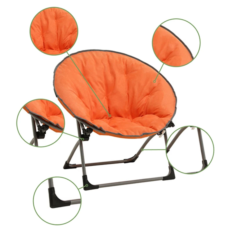 New Custom Outdoor Lazy Round Sofa Padded Saucer Portable Folding Camping Lawn Moon Chair
