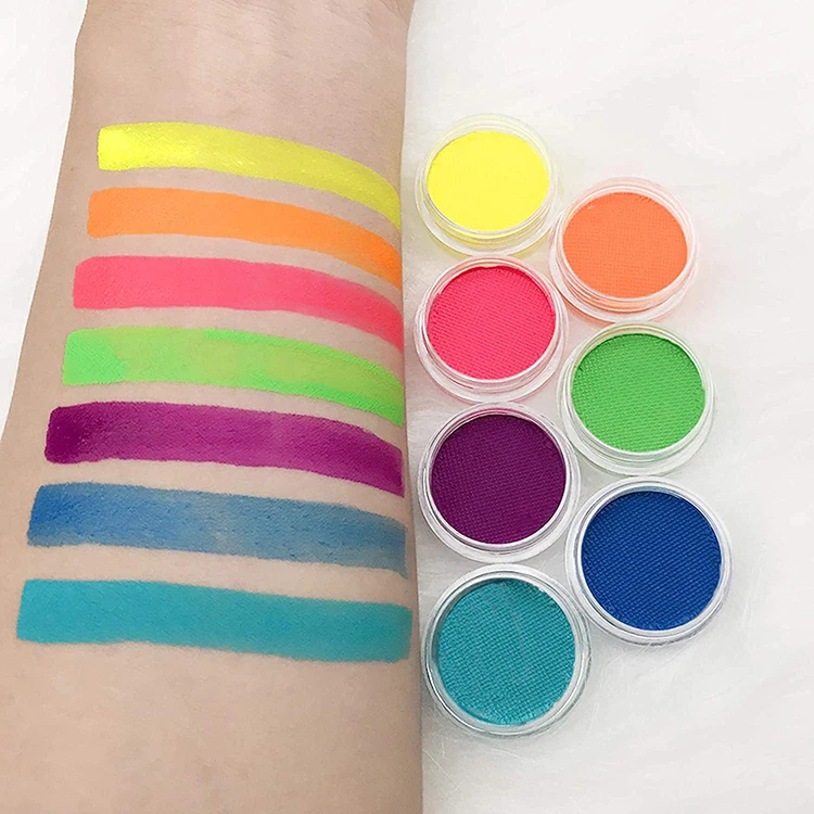 Water Activated  UV Glow Blacklight Body Face Paint Makeup Reactive Neon Bundle Gel Cake Eye Liner