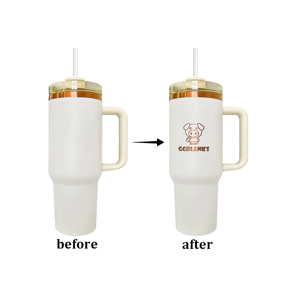 USA warehouse H2.0 powder coated vacuum insulated gold and copper plated powder coated 40oz water cup Magnolia tumbler