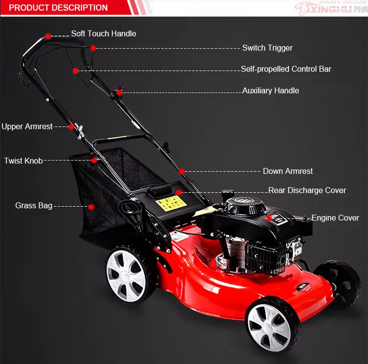Hand push cheap price high quality garden machine  cut grass 21inch petrol lawn mower