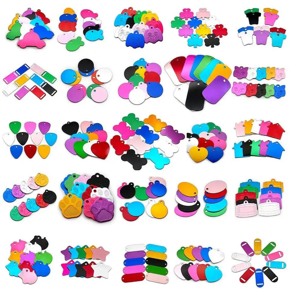 Customized Shape Dog Tag Name Plate Pet ID Tags Personalized Laser Engraving Aluminum Blank Sublimation Dog Tags for pet safe