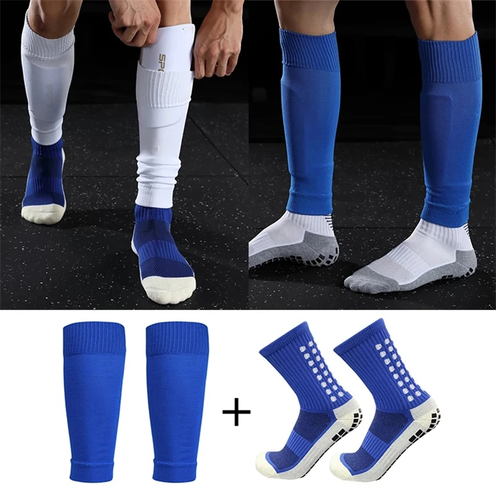 Custom A Set Hight Elasticity Soccer Shin Guard Sleeves Adults Soccer Pads Anti-Slip Socks Legging Cover Sports Protective Gear