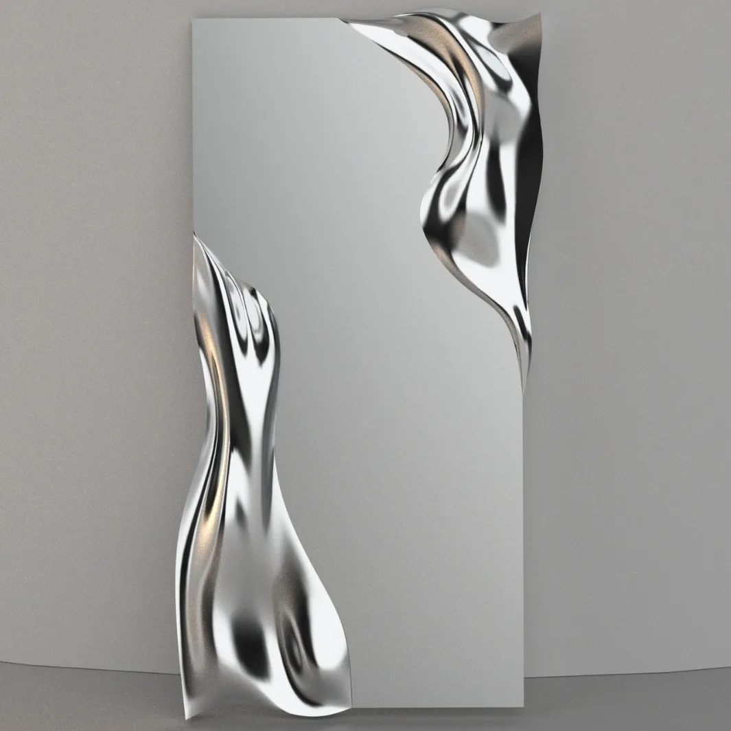 High-end Light Luxury Water Ripple Home Villa Floor Mirror Dressing Mirror Visual Decorative Mirror