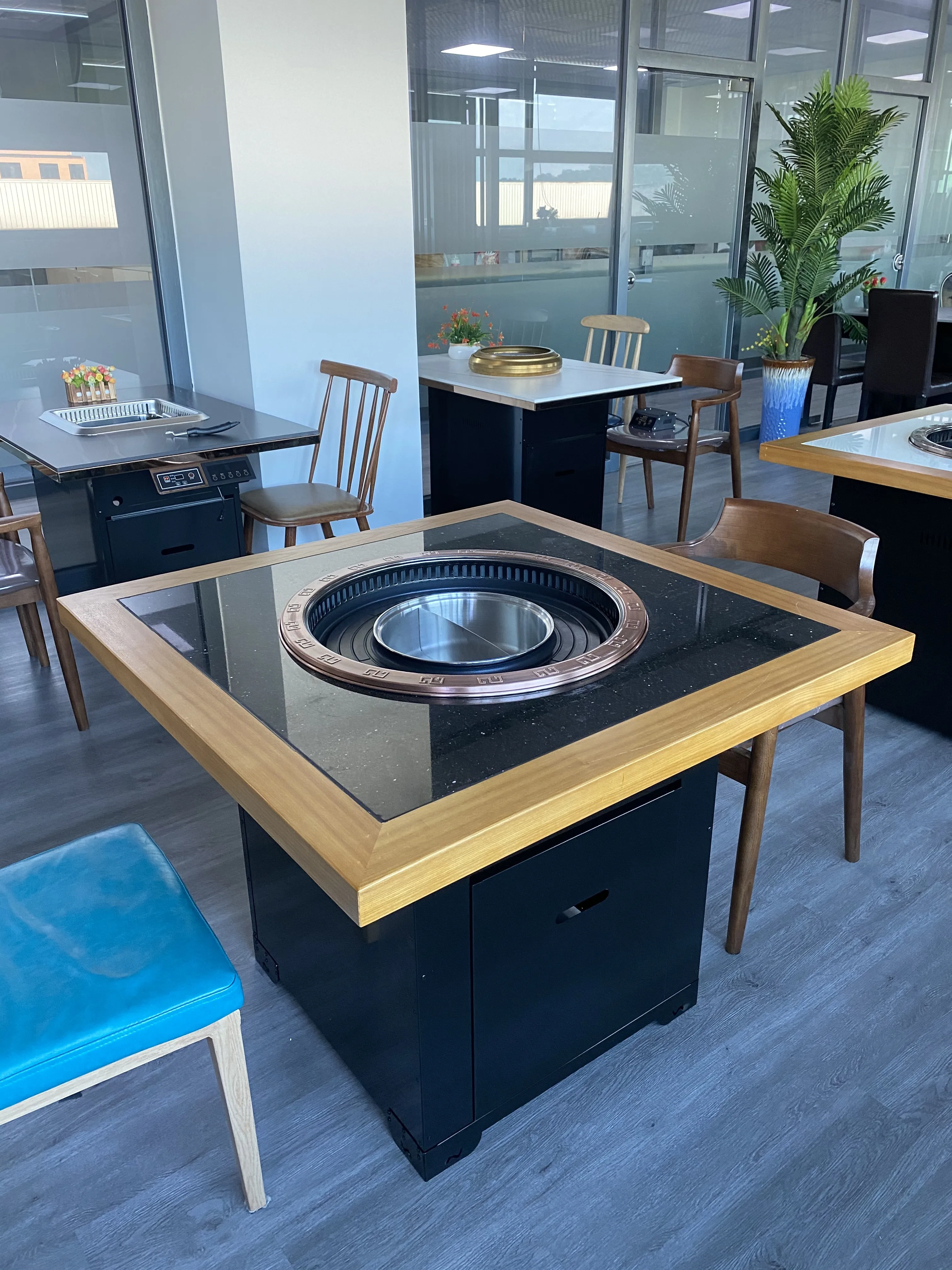 2 In 1 Korean BBQ Grill High Quality Smokeless Integrated Barbecue Hot Pot Table Shabu Shabu Table