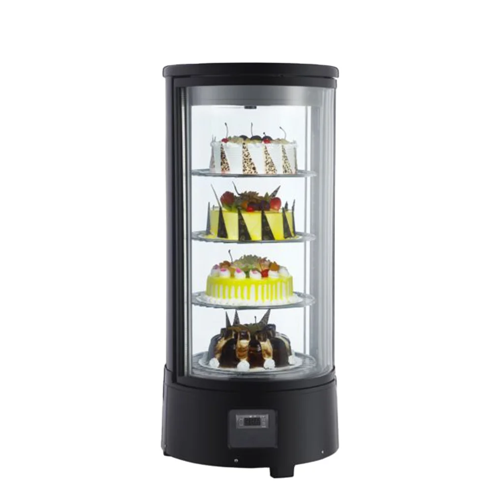 72L Rotating Showcase Glass Cake Cold Display Table Top Baking Cake Display Stand with Cover