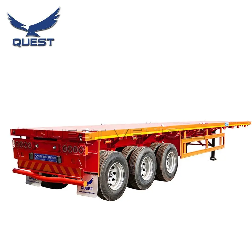 China Manufacturer Customized Size Fast Shipping Flatbed Semi Trailer with Double Axles
