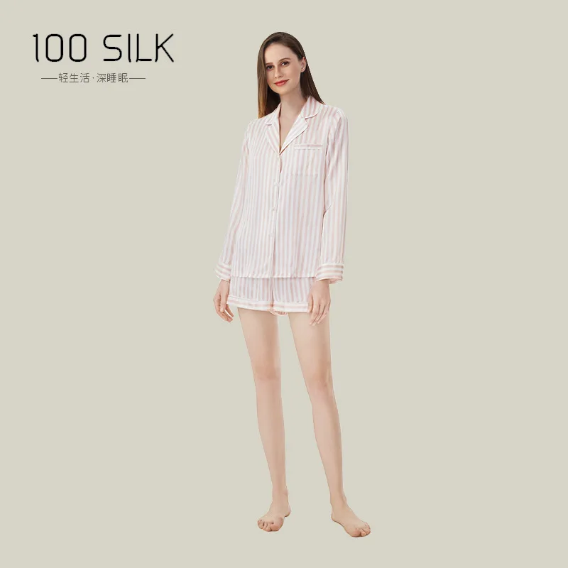Женская пижама из шелка с V-образным вырезом 19 м 100