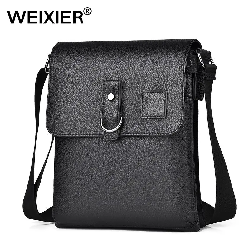 Large Capacity Lightweight Waterproof PU Leather Sling Bag for Men Casual Minimalist Style Shoulder Messenger