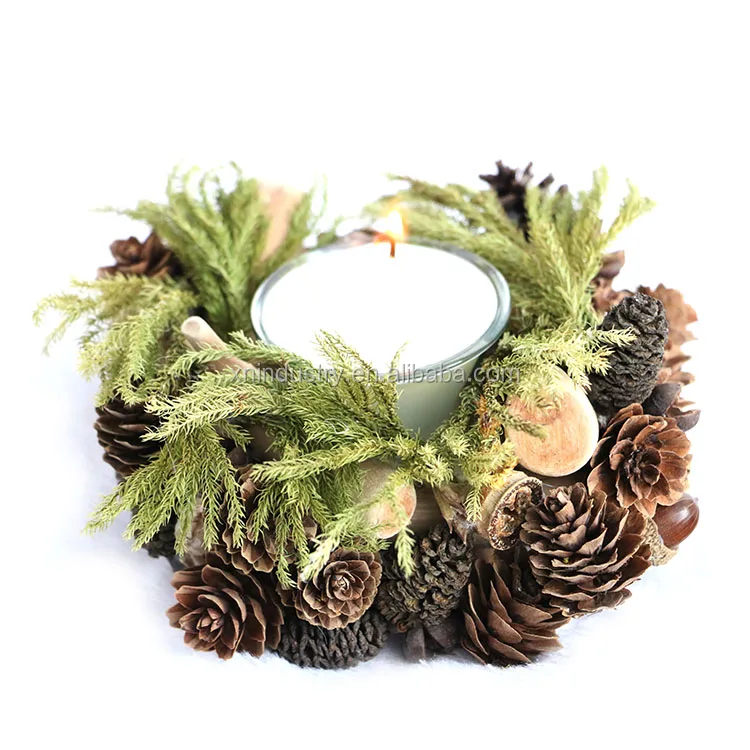 Dining table candle Christmas decorations original style soy wax candles pine cone home decor green Christmas candles