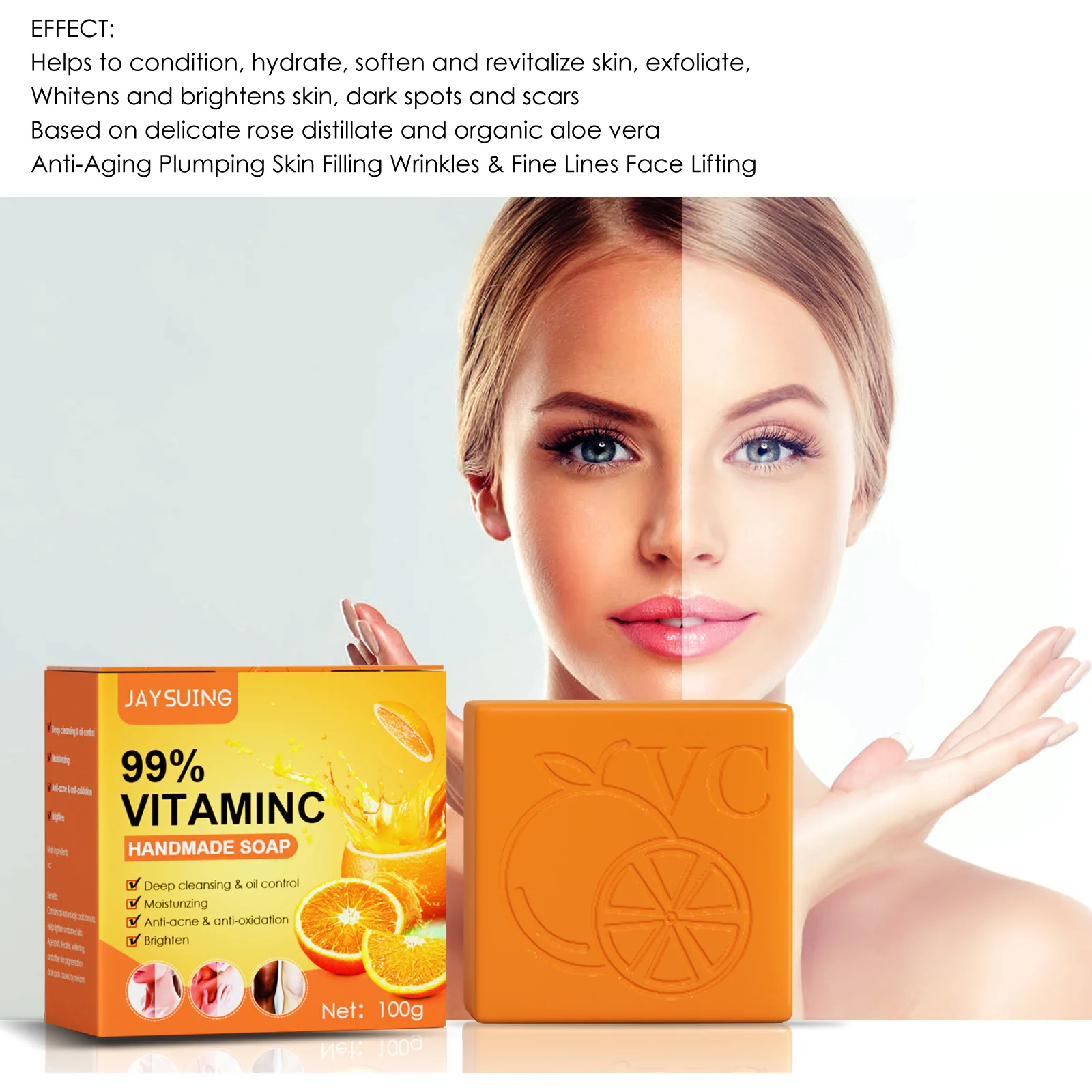 Face Cleanser VC Deep Cleaning Facial soap Brightening Dark Spot Melamsa Removal Vitamin C Whitening Soap