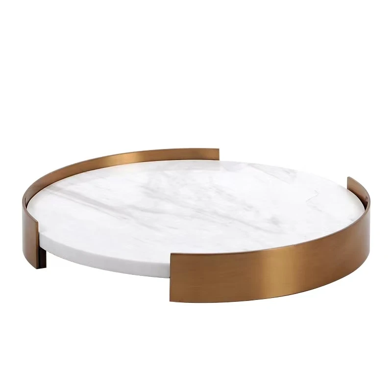 High Quality Srotage Tray Home Decoration Marble Plate Round Elegant Appearance Marble Jewelry Cosmetic Jewelry Candy Plate Tray