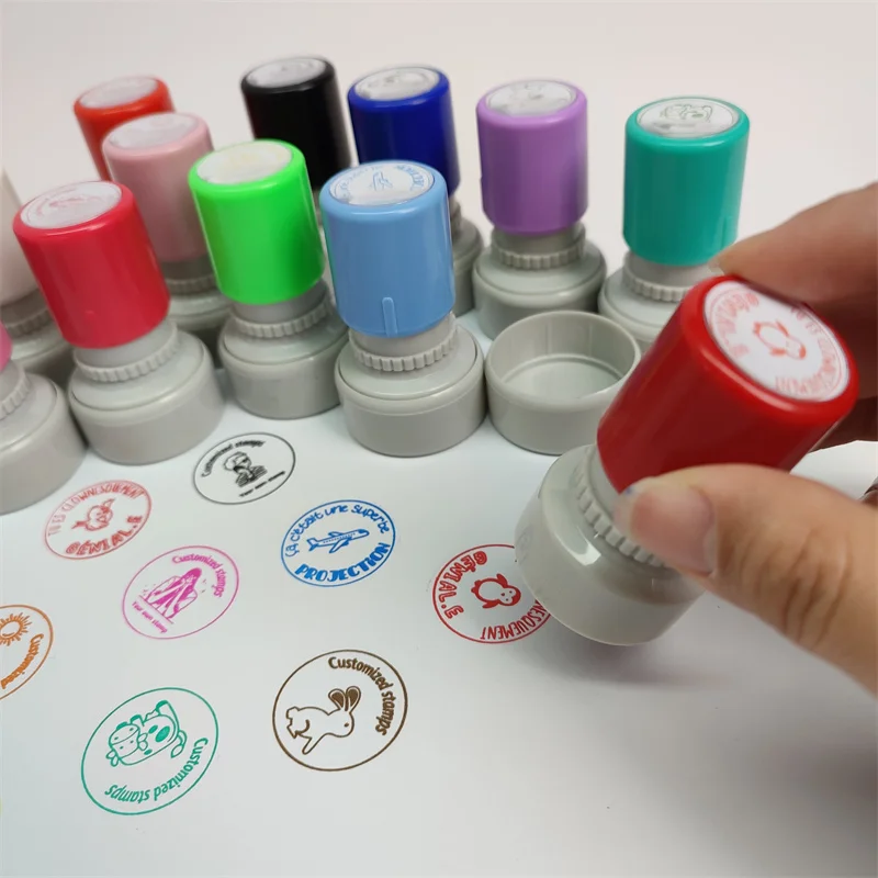 Custom OEM Stationery Office Stamper HA Stamp Round Self Inking Rubber Teacher Stamp Customized Logo