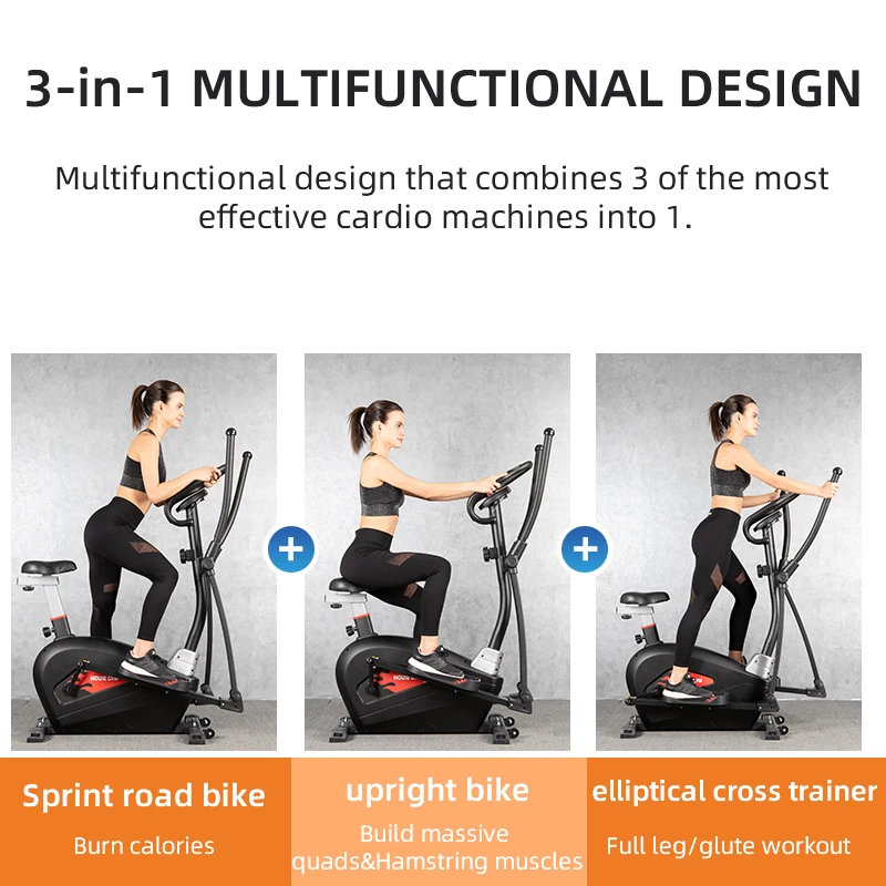 SD-E03 Applied CE Indoor fitness machine 3-in-1 magnetic elliptical cross trainer with 4kg flywheel