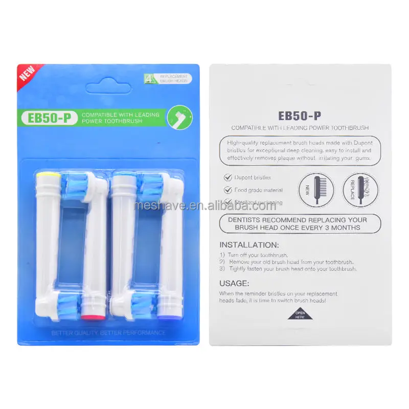 4pcs Pack Replacement Dupont Nylon Soft Bristle Electric Toothbrush Removable Heads Bamboo Handled Battery Powered Unit Kids