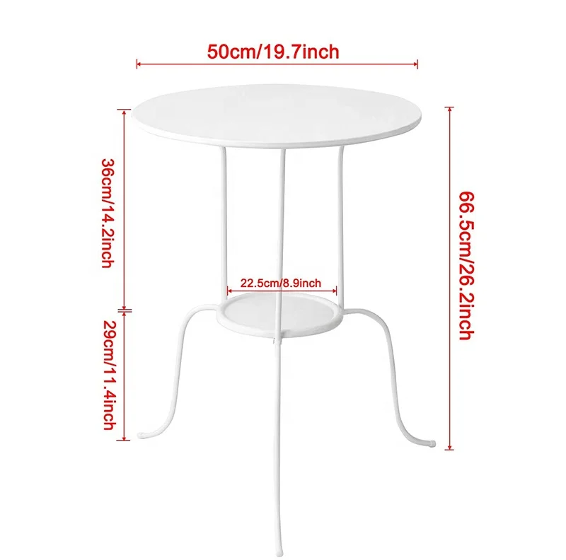 Cheap Wholesale All White Iron Collapsible Tube Metal Outdoor Balcony Dining Table
