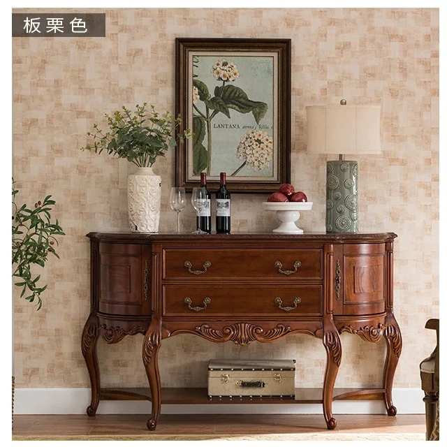 antique baroque console table hallway with 2 doors 2 drawers and 1 shelf carved design brown for living room