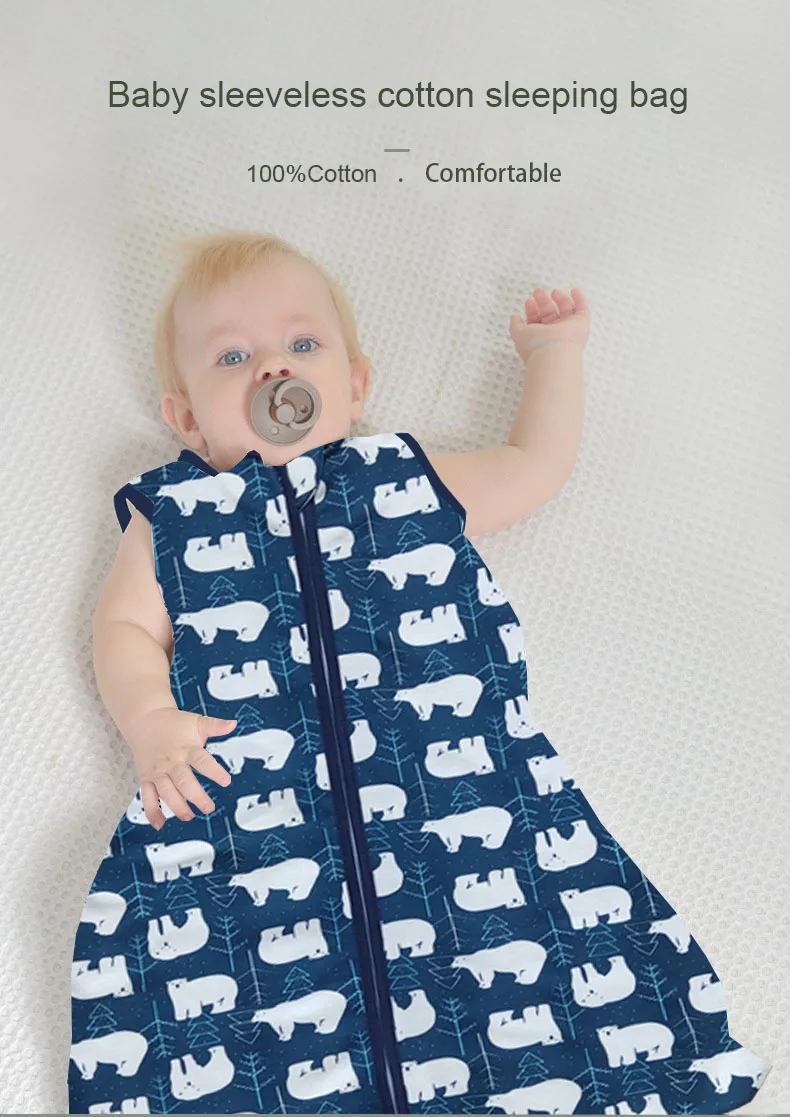 Summer Breathable Infant Zipper Knitted 100% Cotton Newborn Sleep Sack Baby Sleeping Bag(old)