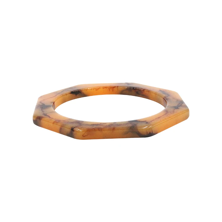 new style DIY high quality hexagon resin tortieseshell woman purse handbag handles