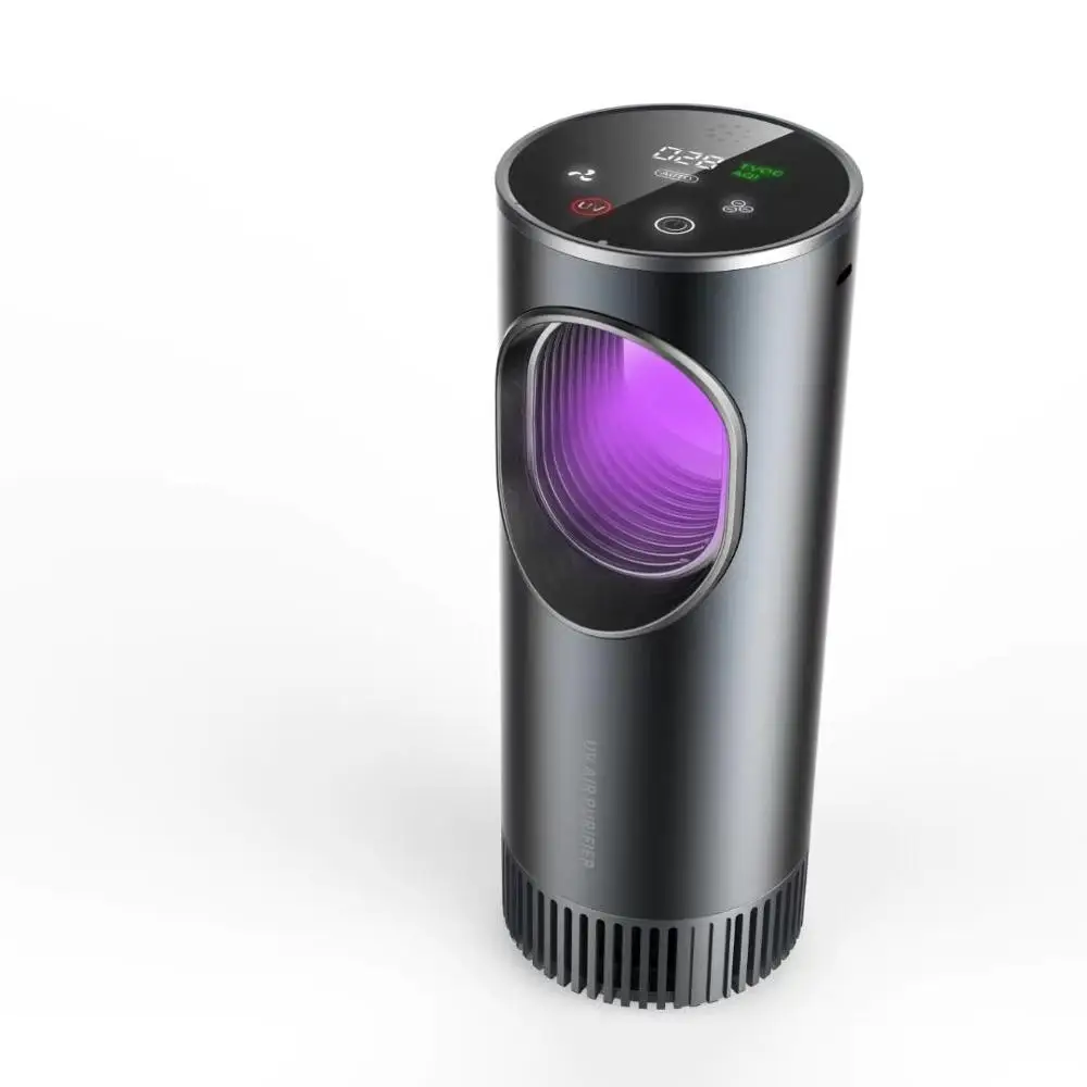 
New Cup Design Smart Monitor Control Car Negative Ion Air Purifier Portable UV Ultraviolet  (1600078217258)