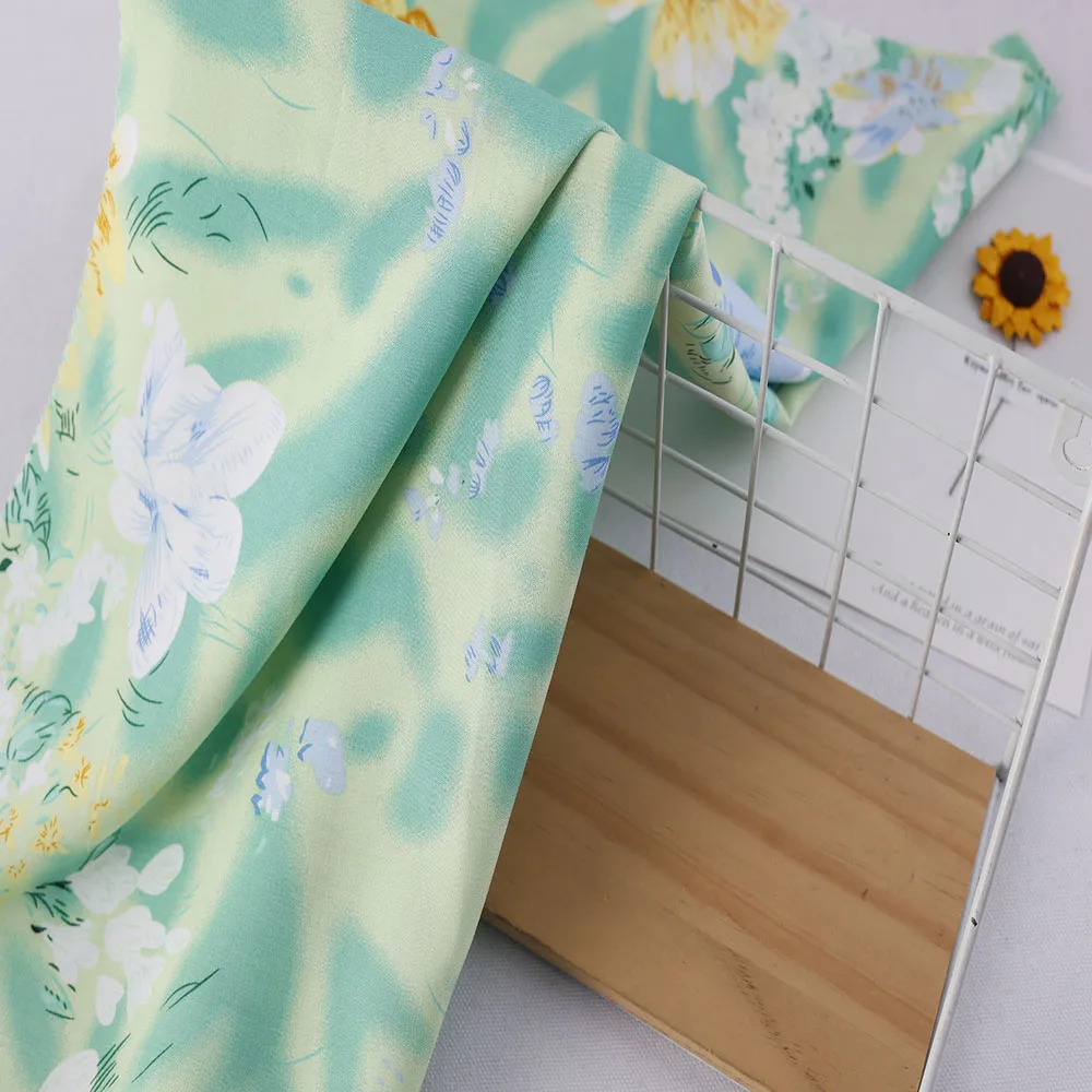 2023 Smooth Rayon Fabric 100% Viscose Spun Rayon Printed Floral Summer Dress