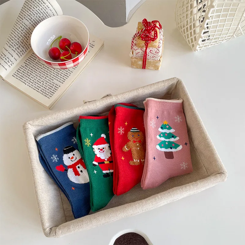 2024 New Lovely Christmas Socks With Santa Claus Cotton Crew Socks For Women