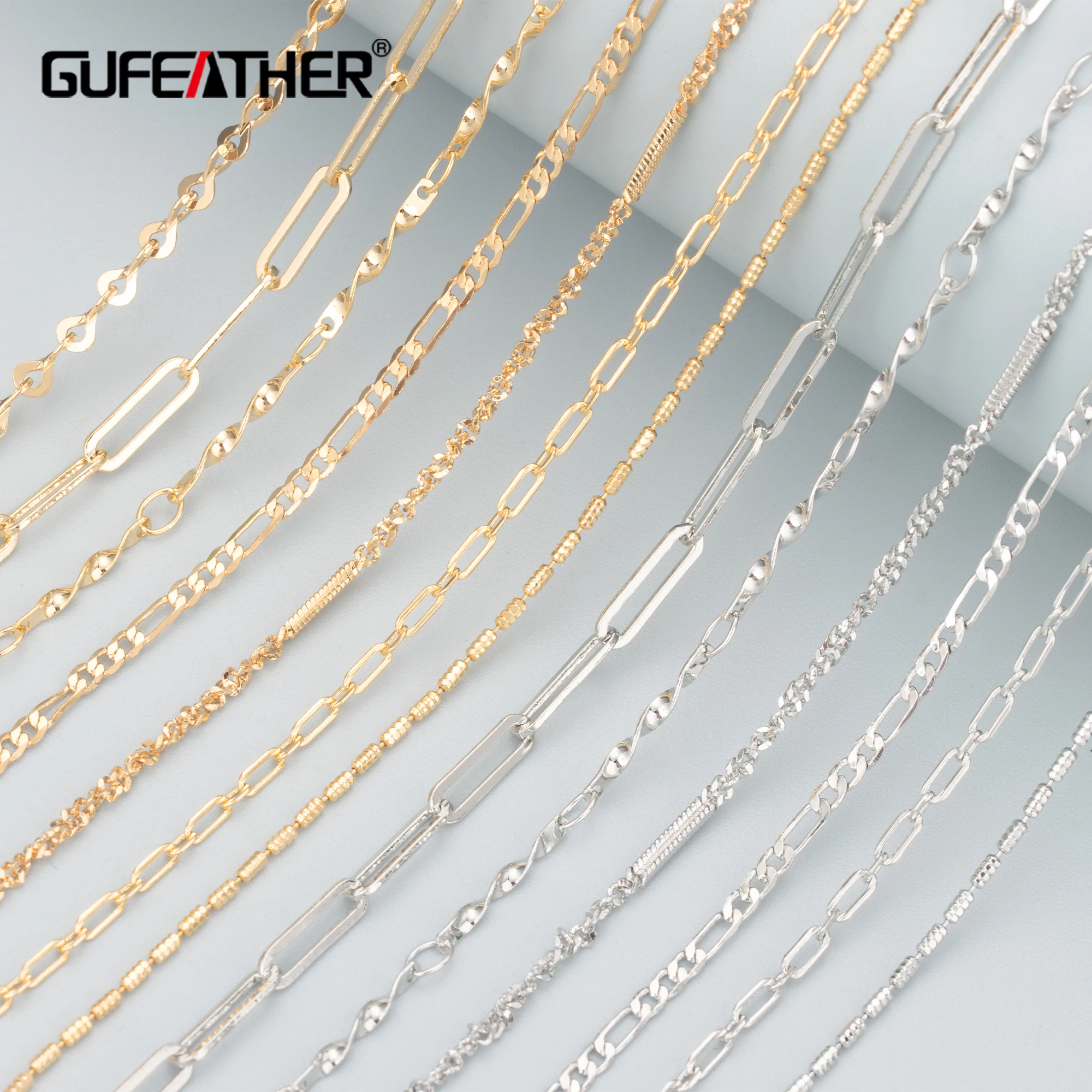 C154  Copper Metal Diy Thin Link Cuban Chain Necklace For Women Men Jewelry Making Accessories,3m/lot