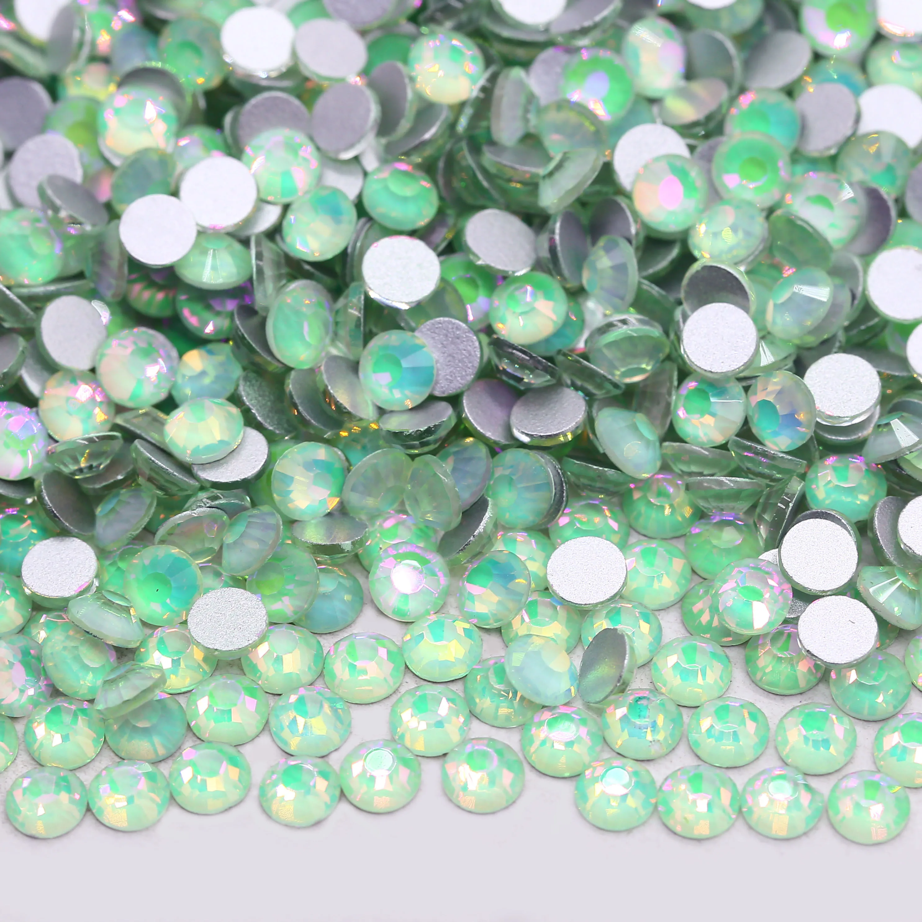 Whatstone Wholesale SS6 SS10 SS16 SS20 SS30 Shiny Green Opal Color Non Hotfix Fatback Crystal Neon Glass Rhinestones