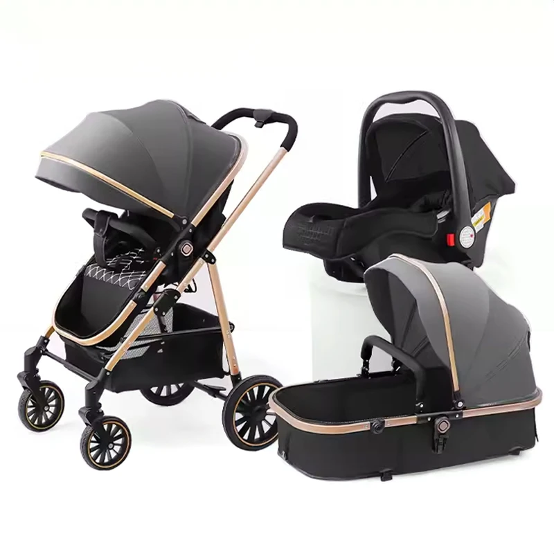Hot Sale Newborn Stroller Baby Carriage Kinderwagen 3 in 1 Compact Luxury Foldable Baby Stroller Pram 3 In 1 With Car Seat