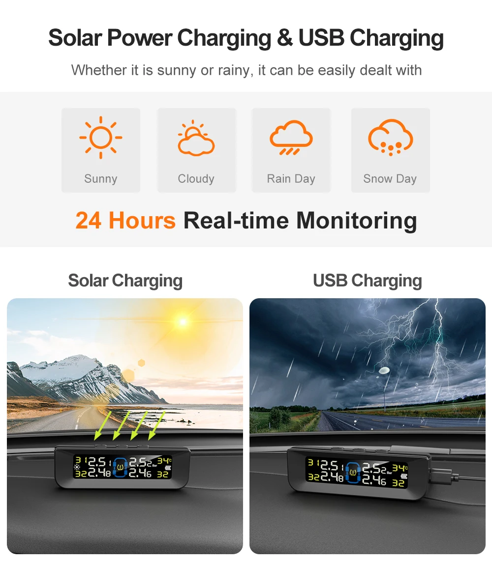 New Arrival Car Solar TPMS High brightness LCD display 8bar Steelmate Tyre Tire Pressure Monitoring System For Car TPMS Sensor