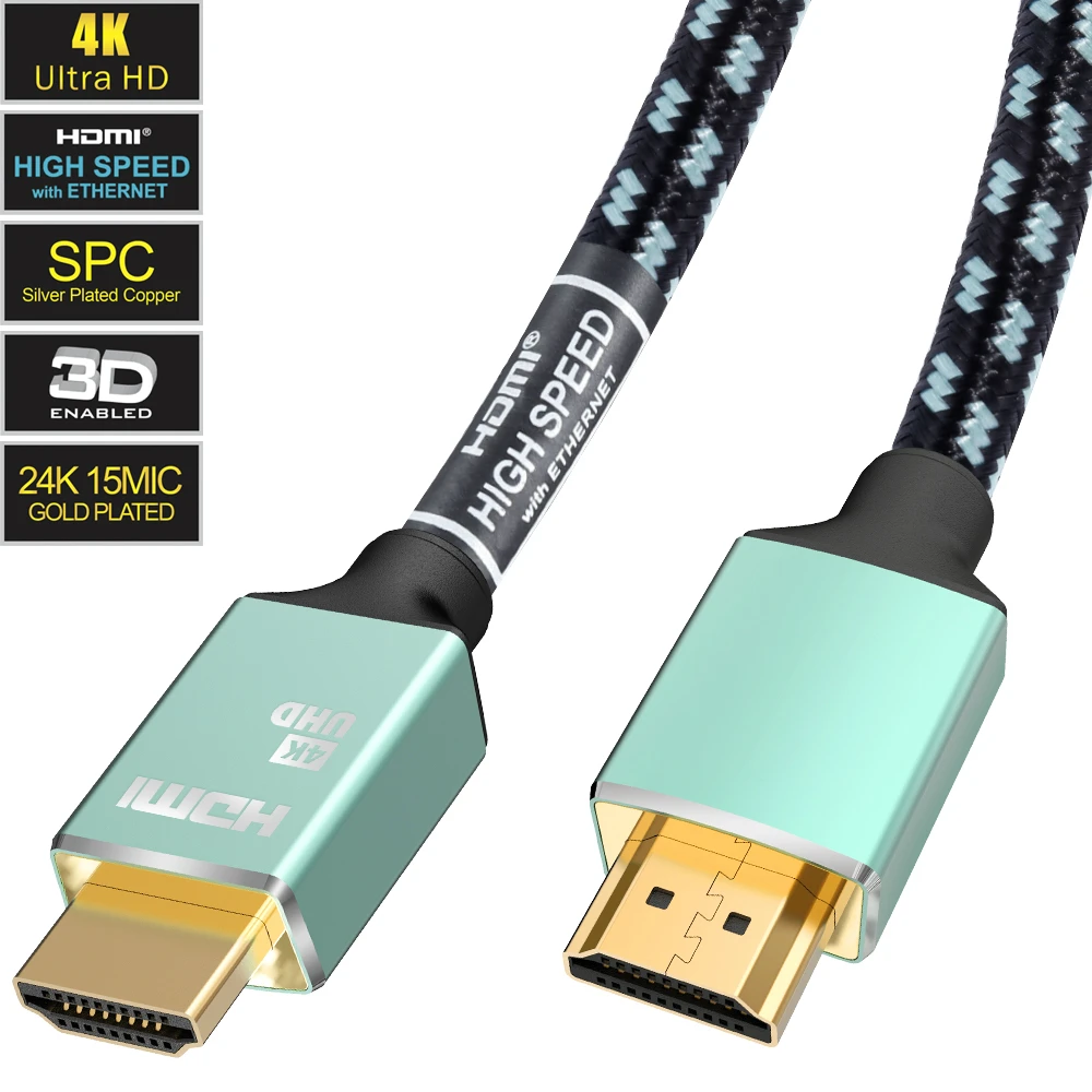 fabric braided Hdmi to HDMI cable 3D 4k 60hz male to male 2.0 HDMI cable