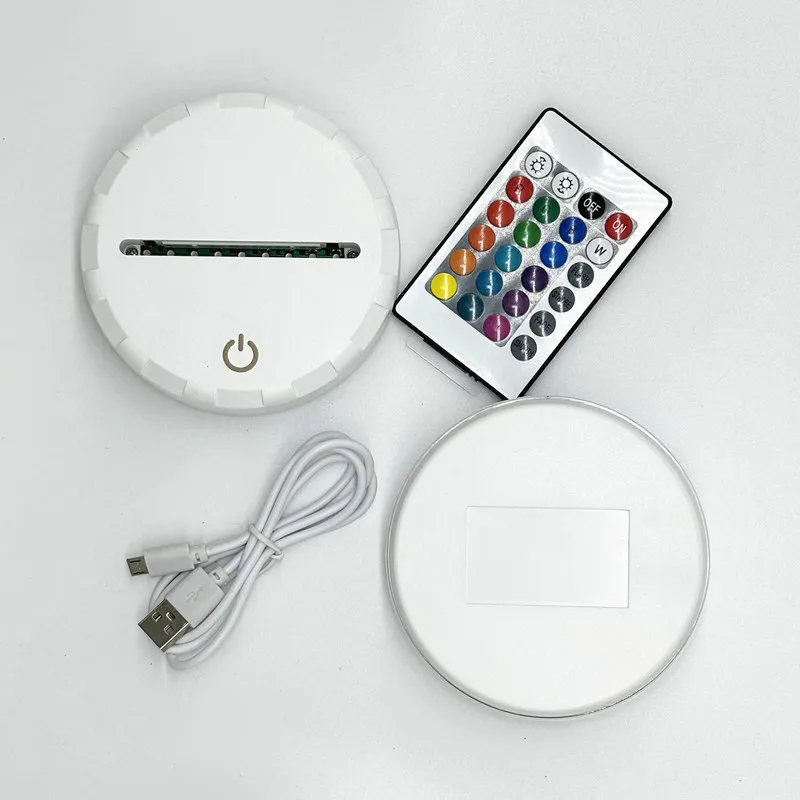 3D LED Light Lamp Base Rechargeable Light Base Holder with Remote Control and USB Cable Adjustable 16 Colors 3D Lamp Base