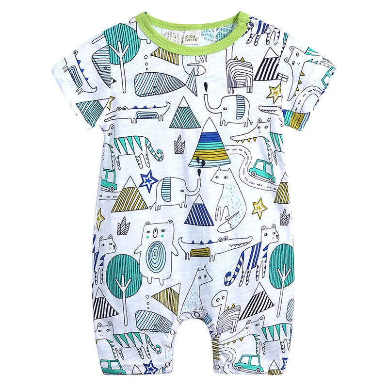 Baby summer romper lovely short sleeve cute print cotton boy pattern short clothes