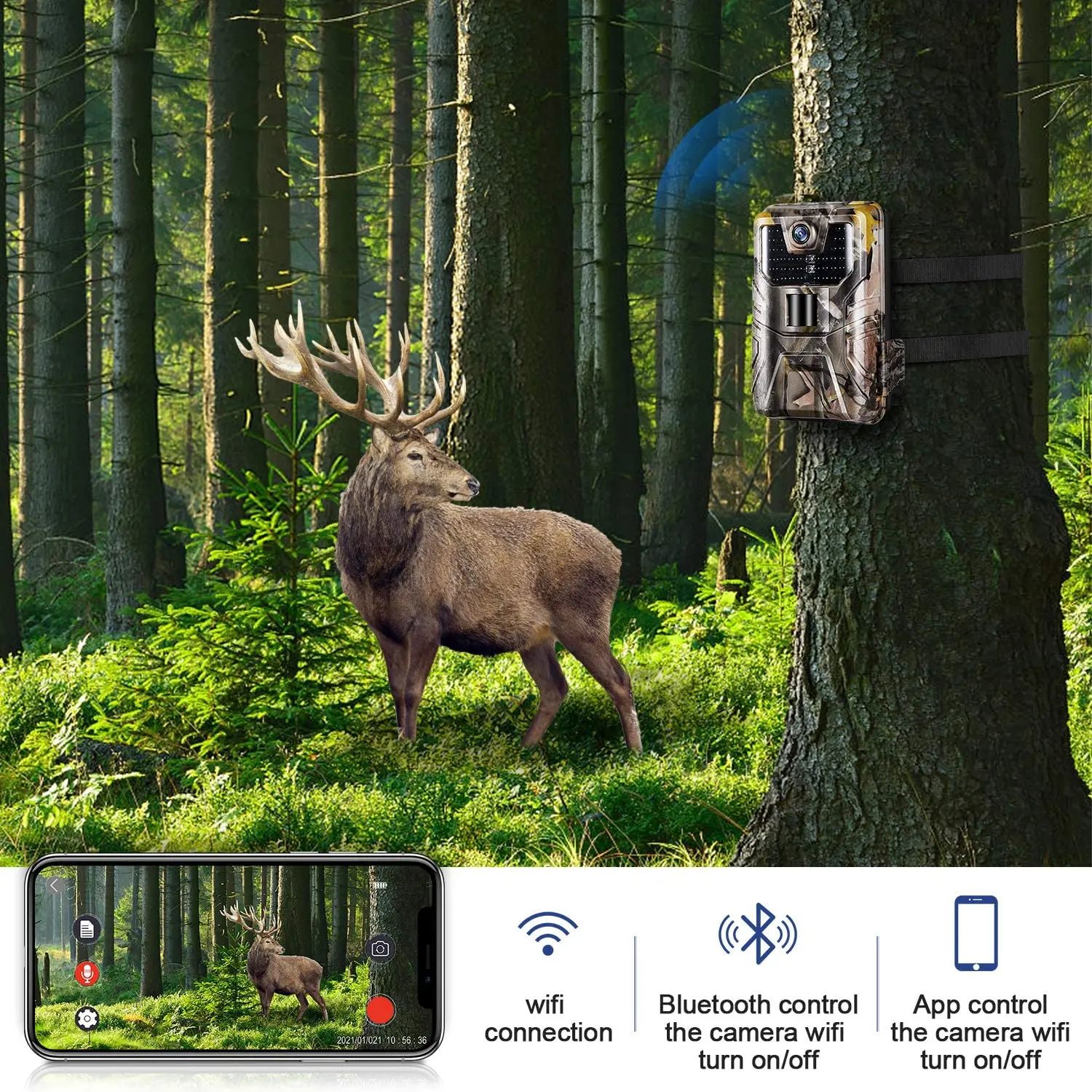 Weatherproof 0.3s Wildlife Night Vision Digital Trail WiFi Hunting Thermo Camera WiFi900Pro Camouflage Infrared Camera