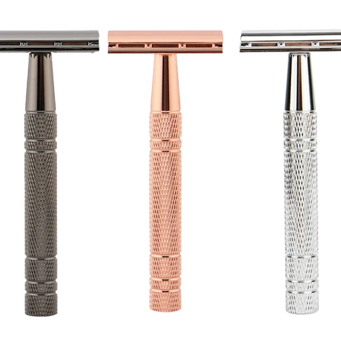 Chrome Plating Double Edge Safety Razor with 10 Blades, Metal DE Razor for a Smooth Shave, for wet shaving choice
