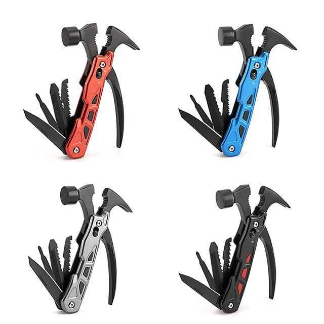 Factory wholesale multi-functional tools Blue custom logo Outdoor camping portable claw hammer
