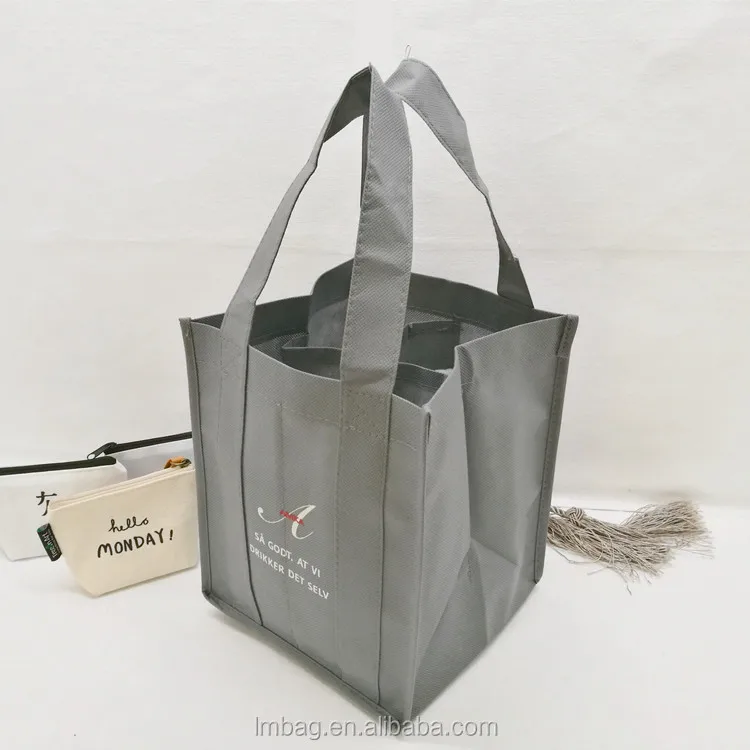 Custom Logo Reusable Non Woven Wine Bags 6 Bottle