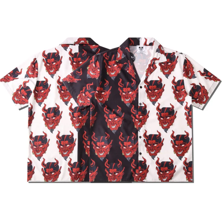 
2021 cross-border new product European and American high street Hawaiian flower shirt color matching cow magic full print beach 