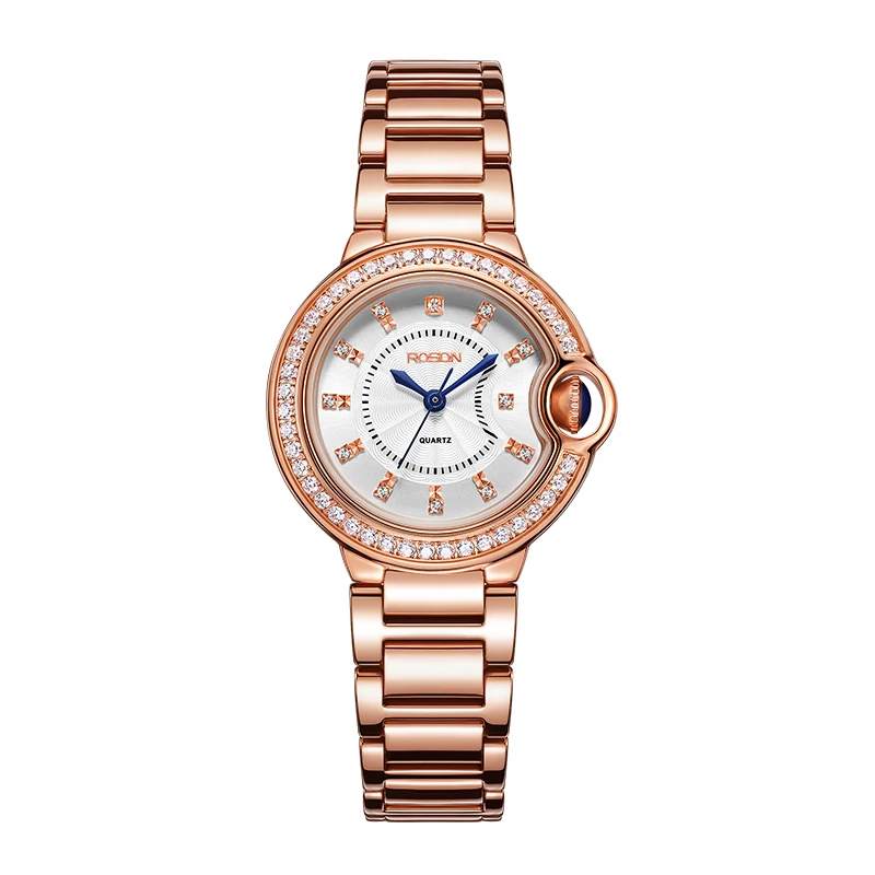 China manufacturer fashion brand design quartz watch luxury metal strap ladies diamond watch
