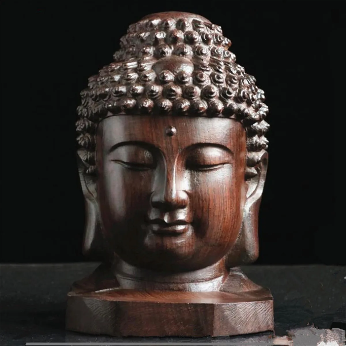 factory 6cm buddh Sculpture Wood Sakyamuni Tathagata Figurine Mahogany India buddh Head sculpture Crafts Decorative Ornament