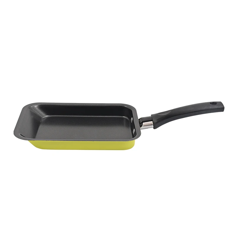 Non-stick carbon steel dazzle colour egg roll frying pan with handle mini pancake pan