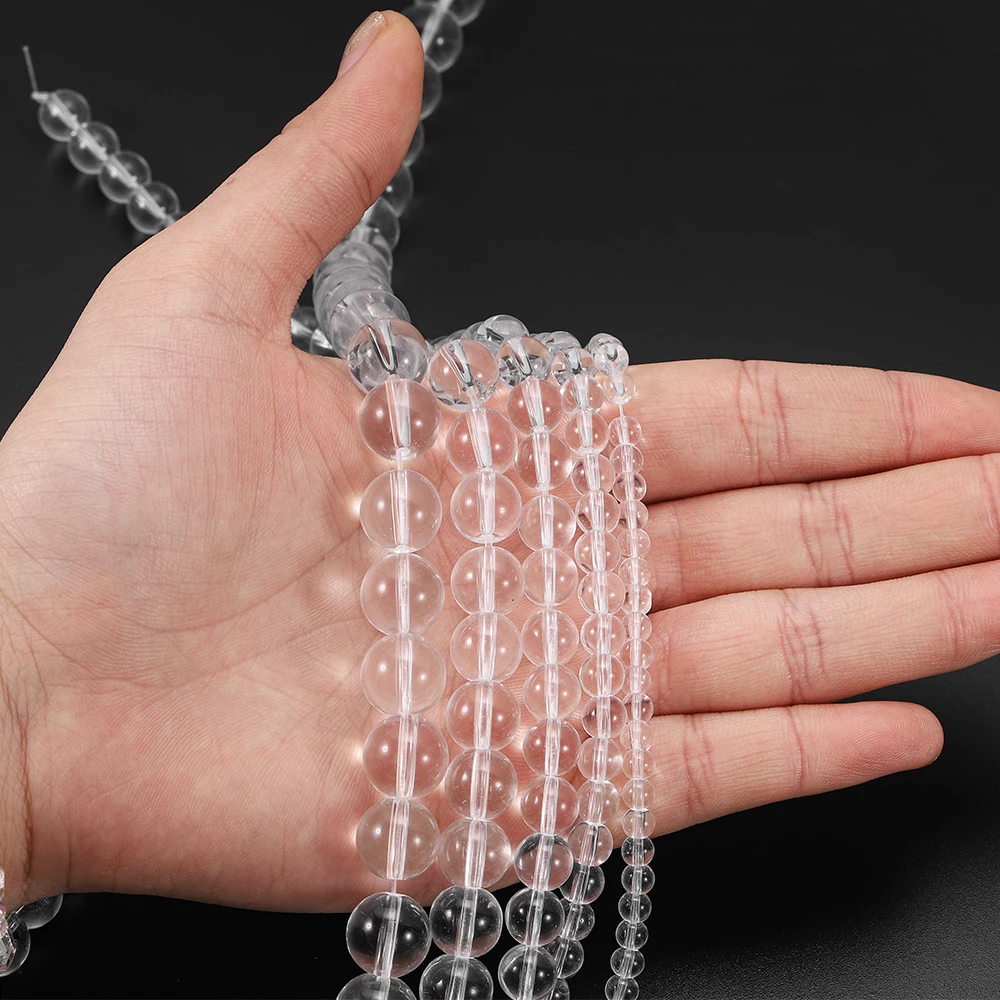 
4 6 8 10 12 mm Limpidity Transparency Glass Bead Round Loose Spacer Beads For Jewelry Making Findings DIY Bracelet Wholesale 