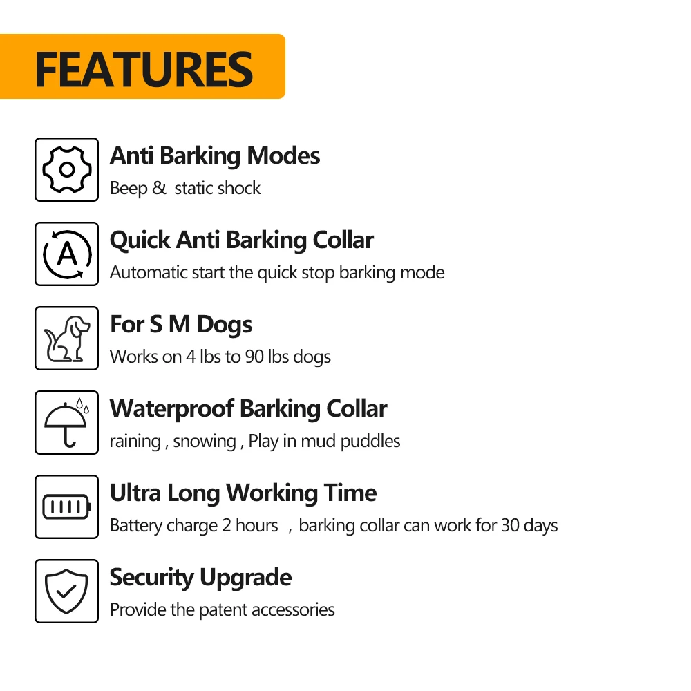 Static Shock Rechargeable Dog Bark Stop Collar Anti Barking Collar Anti Bark Collar Device For Dog